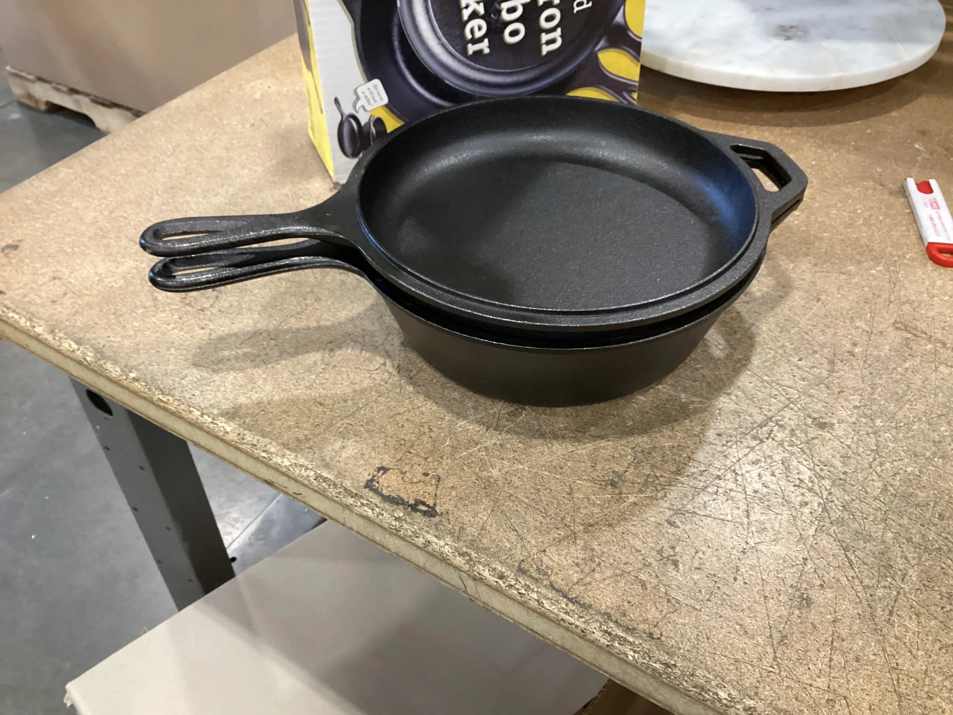 3.2qt Cast Iron Combo Cooker: Skillet & Frying Pan Set, 10.25" Diameter, Gas & Electric Compatible (See Description)