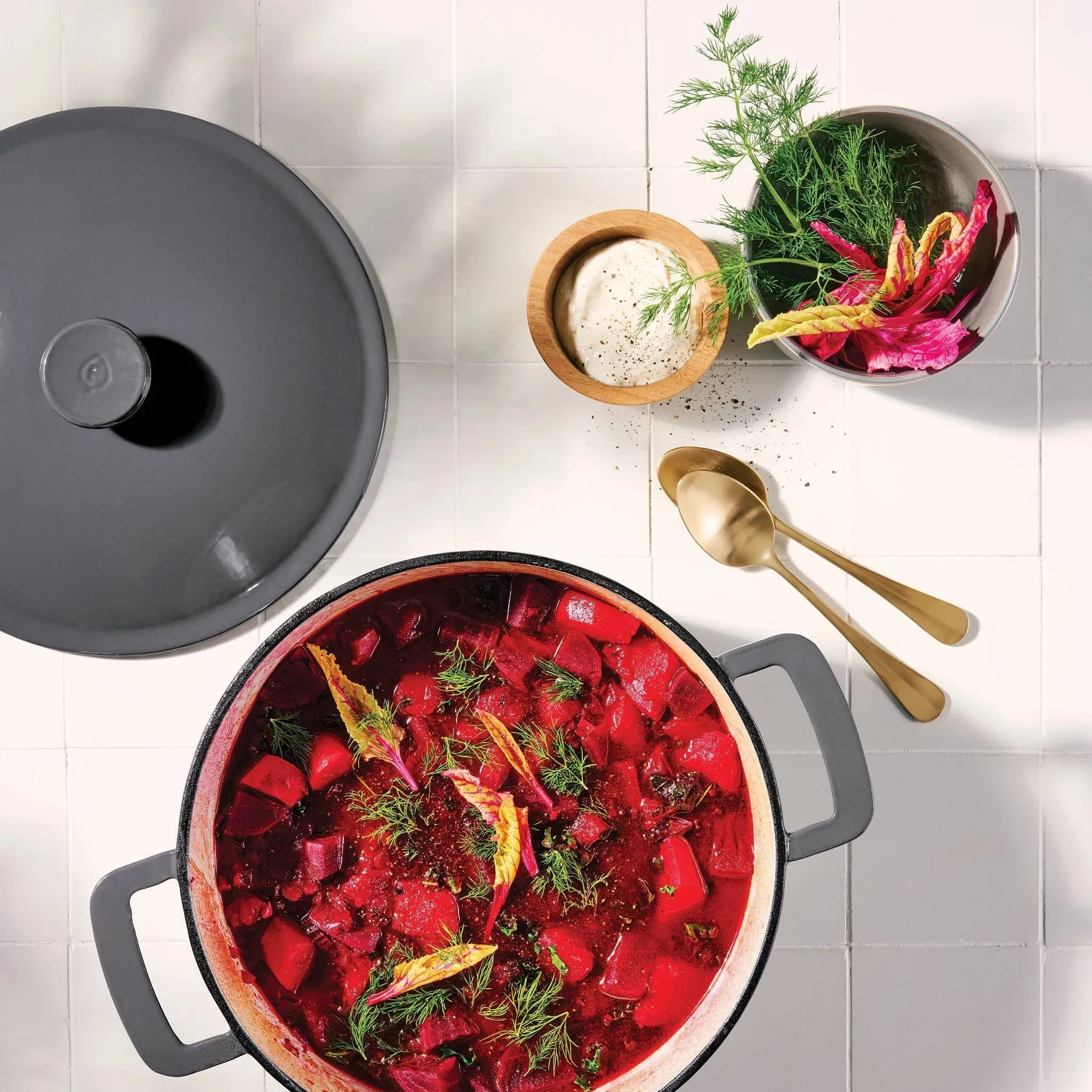 7.5qt Enamel Dutch Oven Dark Gray - ™