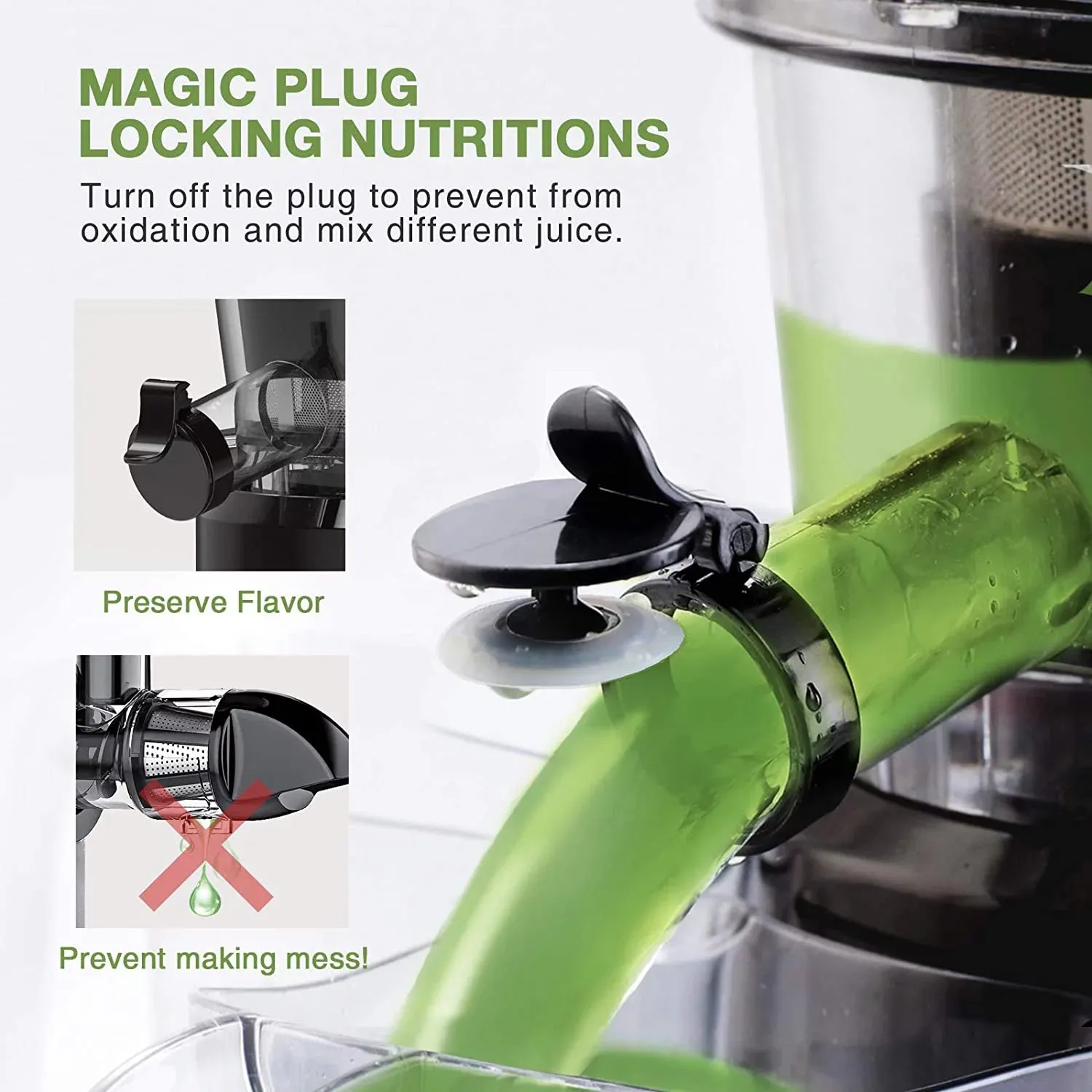 Aeitto ITYS-JS-1127-069 Slow Masticating Juicer Pro, Wide-mouthed 3.2-in Chute Cold Press Juicer, Reverse Function