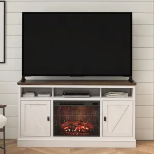 Ameriwood Home 1674096WCOM Ashton Lane Electric Fireplace TV Stand for TVs up to 65", Magnolia Oak/Columbia Walnut