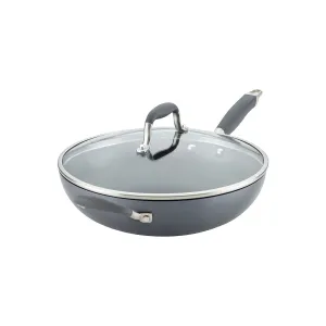 Anolon Advanced 12" Deep Frying Pan With Lid And Helper Handle - MOONSTONE ONE SIZE