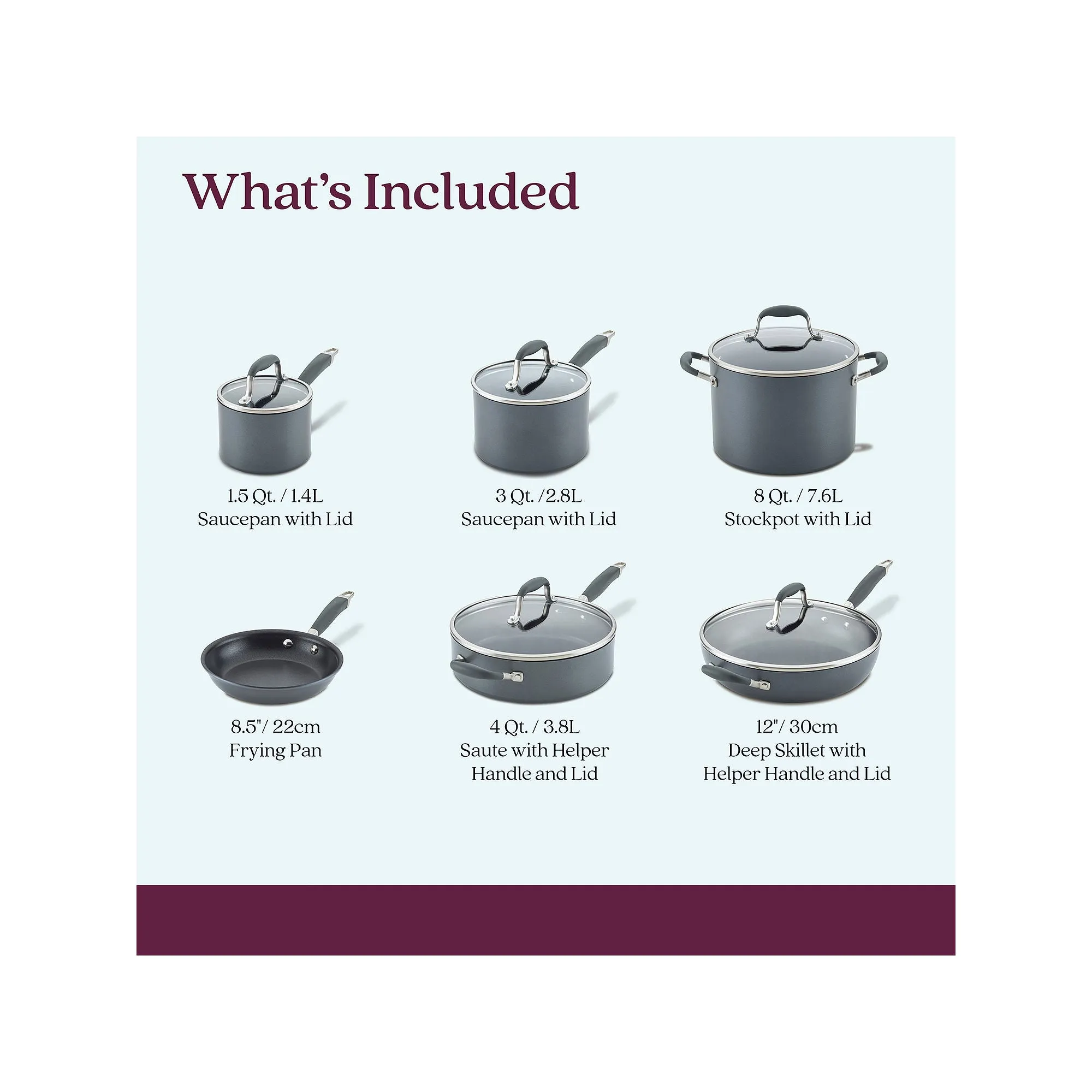 Anolon Advanced Home Hard Anodized 11-Pc. Cookware Set - MOONSTONE ONE SIZE