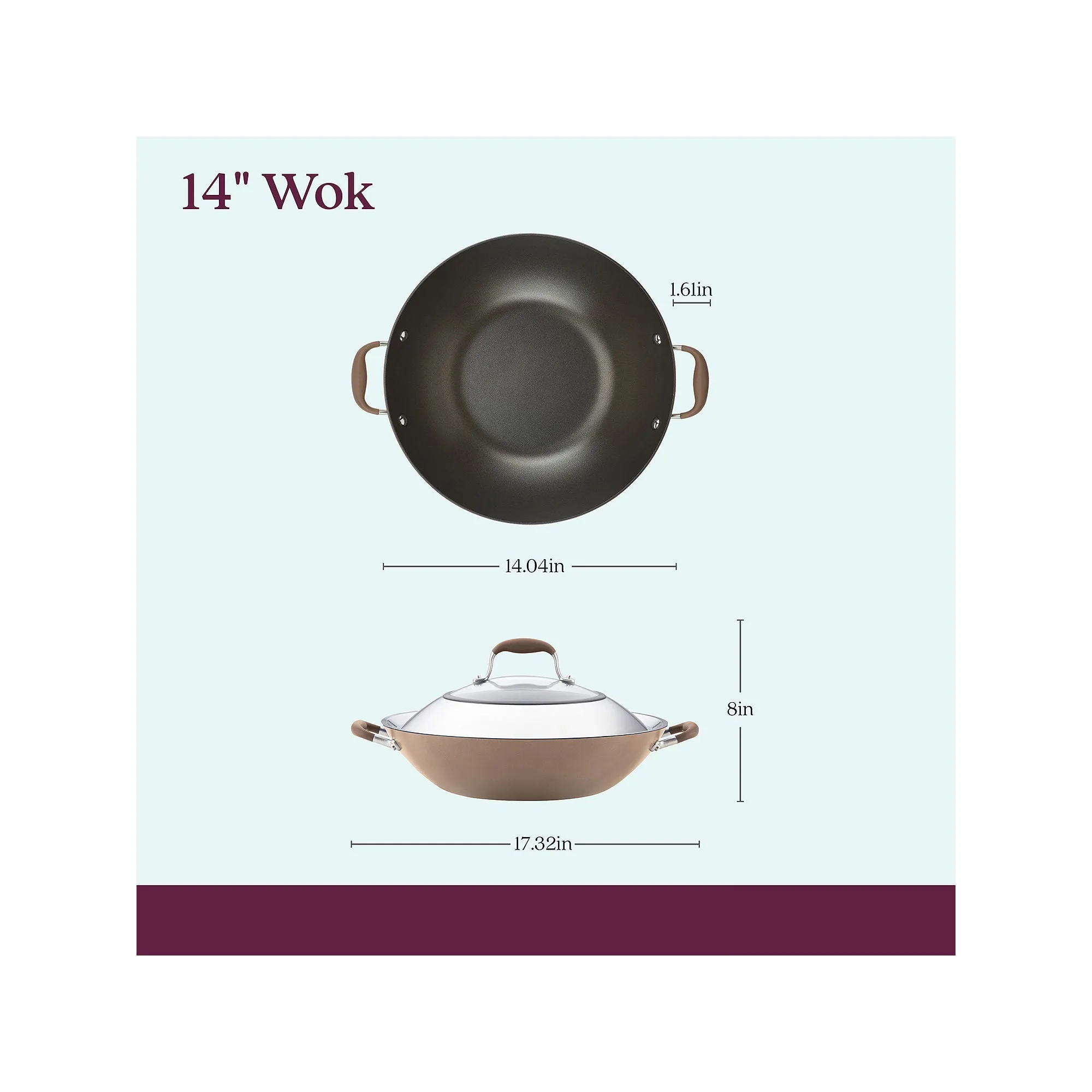 Anolon Advanced Home Hard Anodized 14" Wok With Lid - BRONZE ONE SIZE