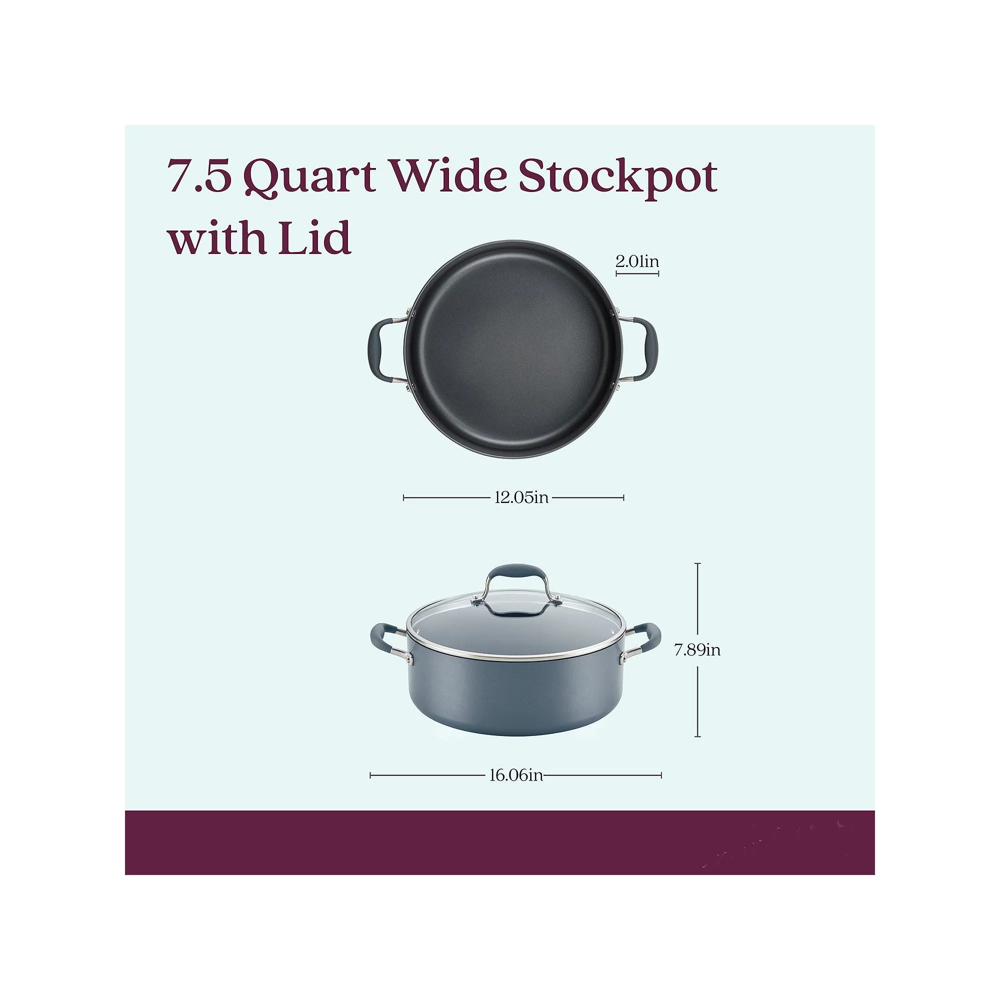 Anolon Advanced Home Hard Anodized 7.5-Qt. Wide Stockpot With Lid - MOONSTONE ONE SIZE