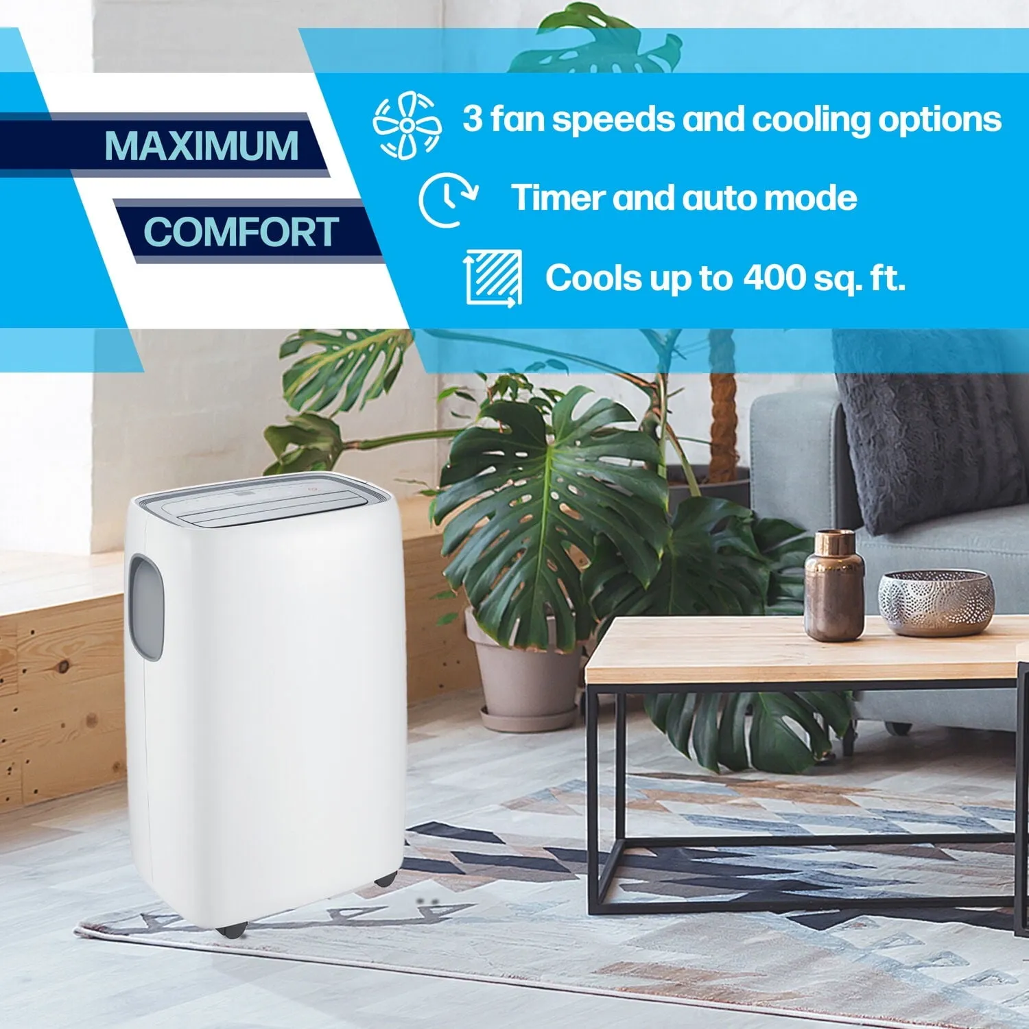 Arctic Wind 2APP13000 400 Sq. Ft. Portable Air Conditioner with Heat - White