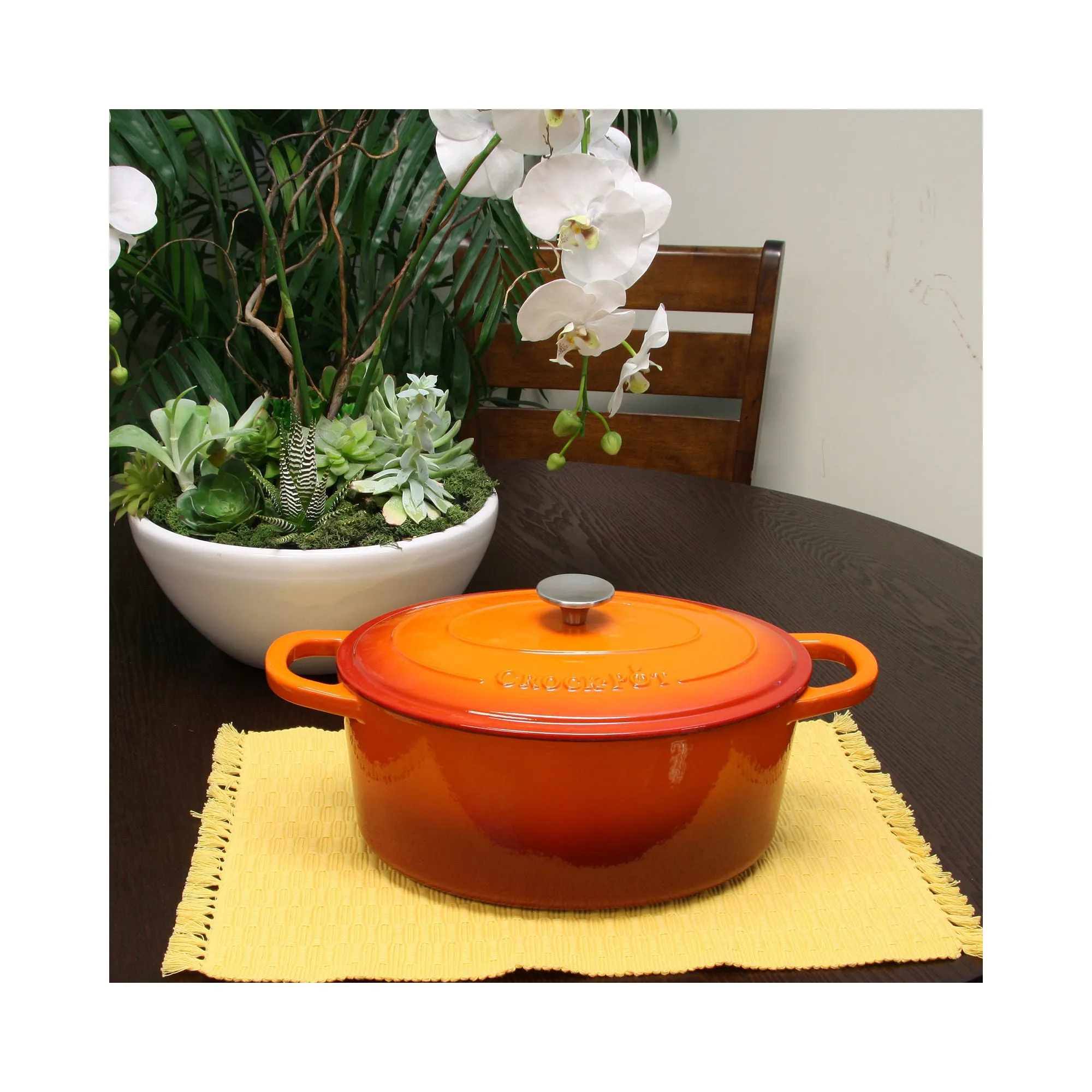 Asstd National Brand Crock Pot Artisan 7 Quart Enameled Cast Iron Oval Dutch Oven - ORANGE ONE SIZE