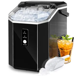 Auseo NB-W-Z_58-15-N-BK Nugget Ice Maker Countertop with Soft Chewable Pellet Ice Maker Machine, Black