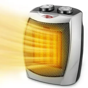 Auseo PTC909C-L(SILVER) Space Heater, 1500W/750W ETL Certified Ceramic Small Heater with Thermostat, Electric Portable Heater Fan for Home Dorm Office Desktop and kitchen, SILVER