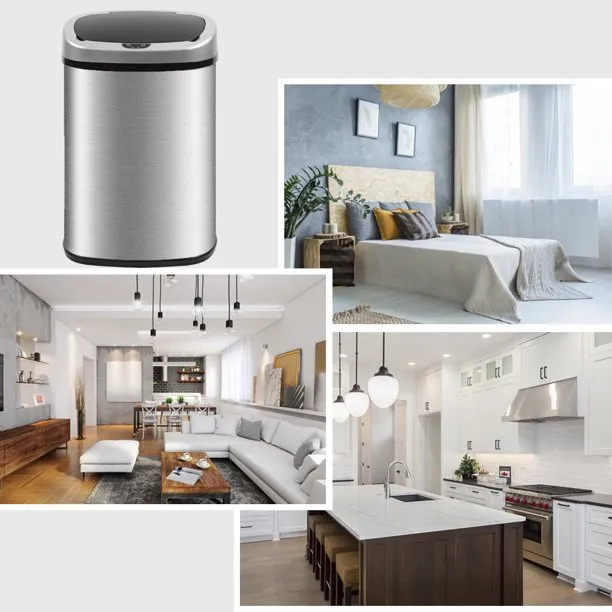 BestOffice TC-1350-SS-13G Touch Free Sensor Stainless Steel Kitchen Garbage Can, 13.2 gal