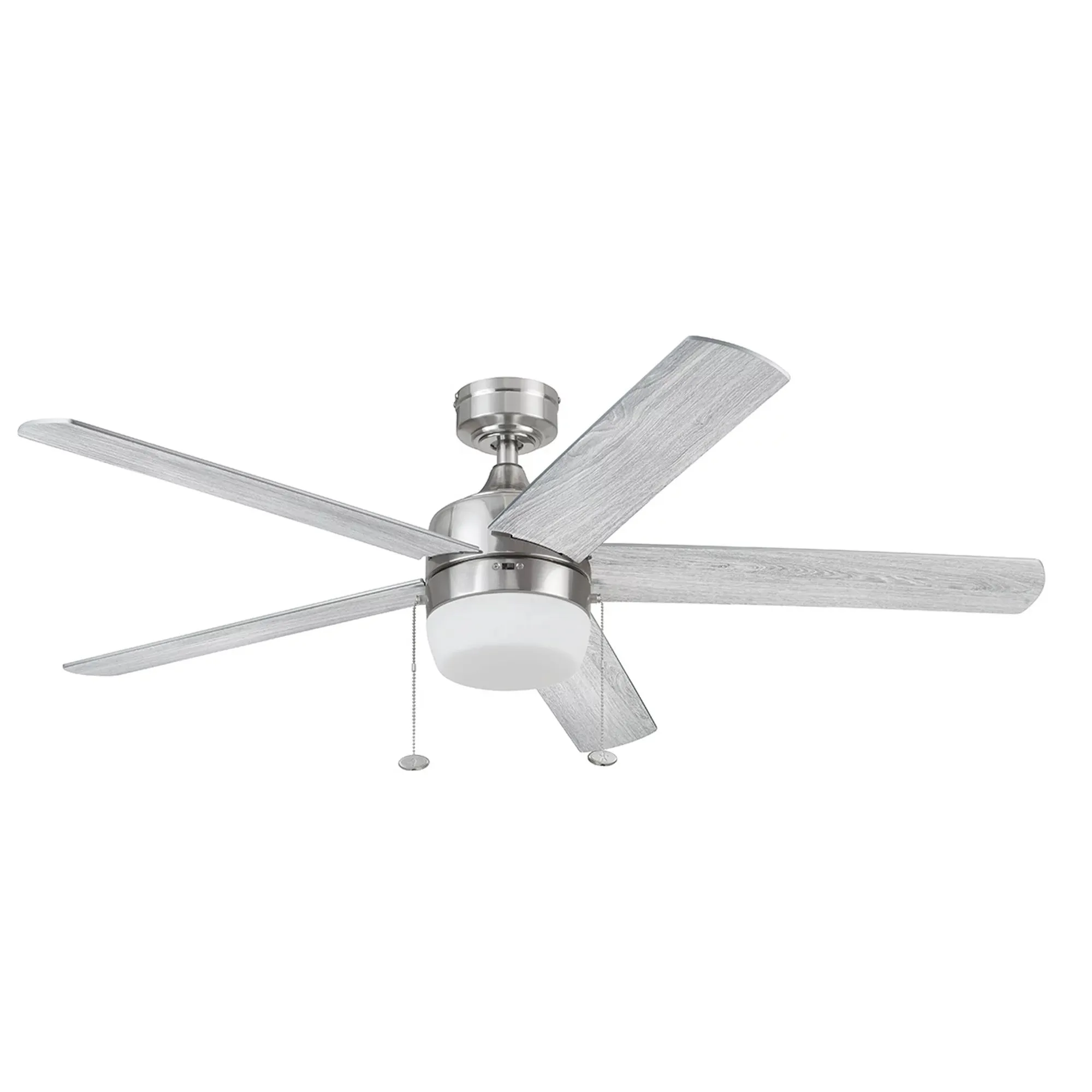 Better Homes & Gardens 10440 Pearce 52" Nickel Modern Ceiling Fan with Light, 5 Blades, Pull Chains & Reverse Airflow