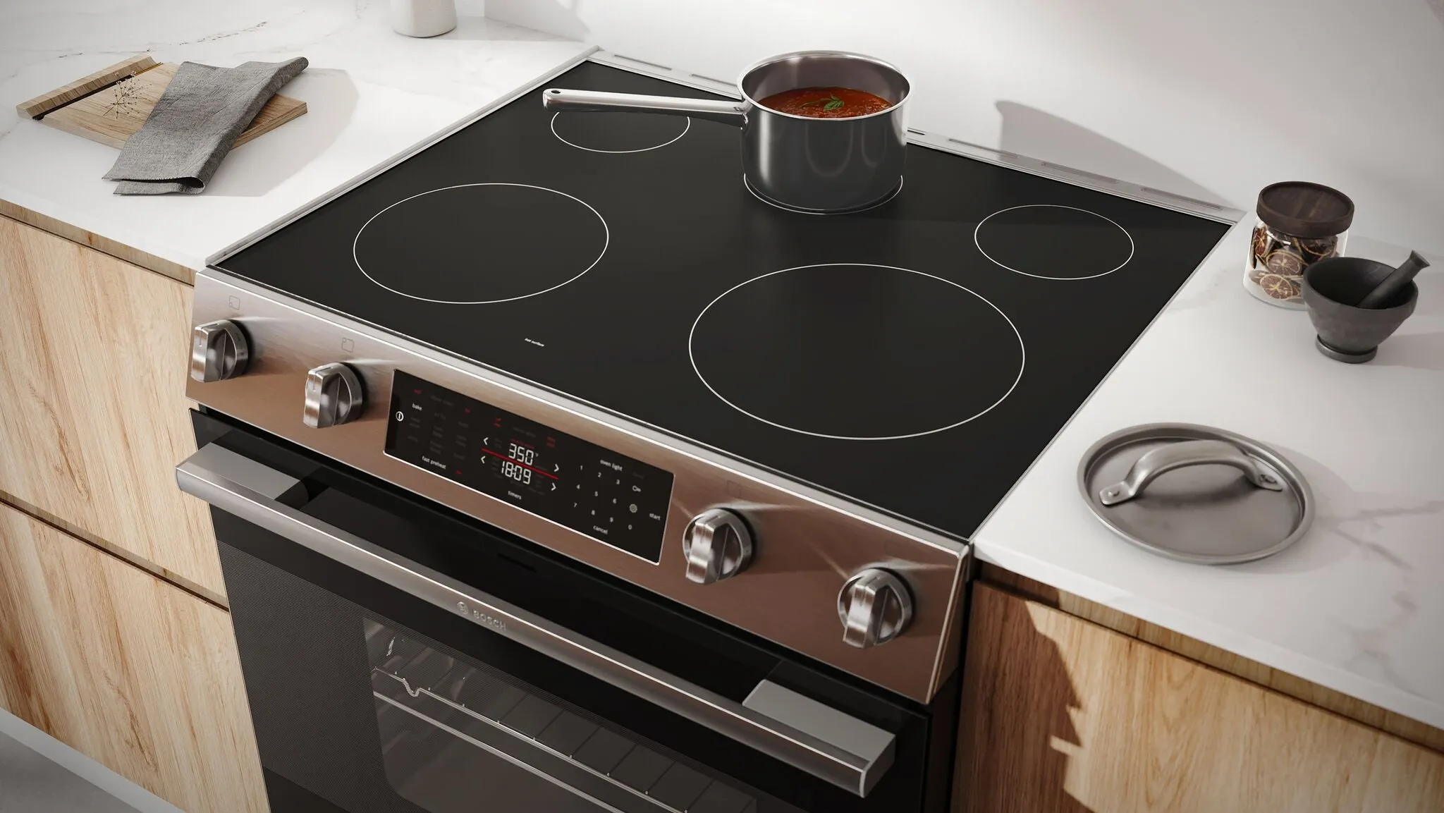 Bosch Stainless Steel 100 Series Slide-In Electric Range (5.8 Cu. Ft) - HEF1050MC