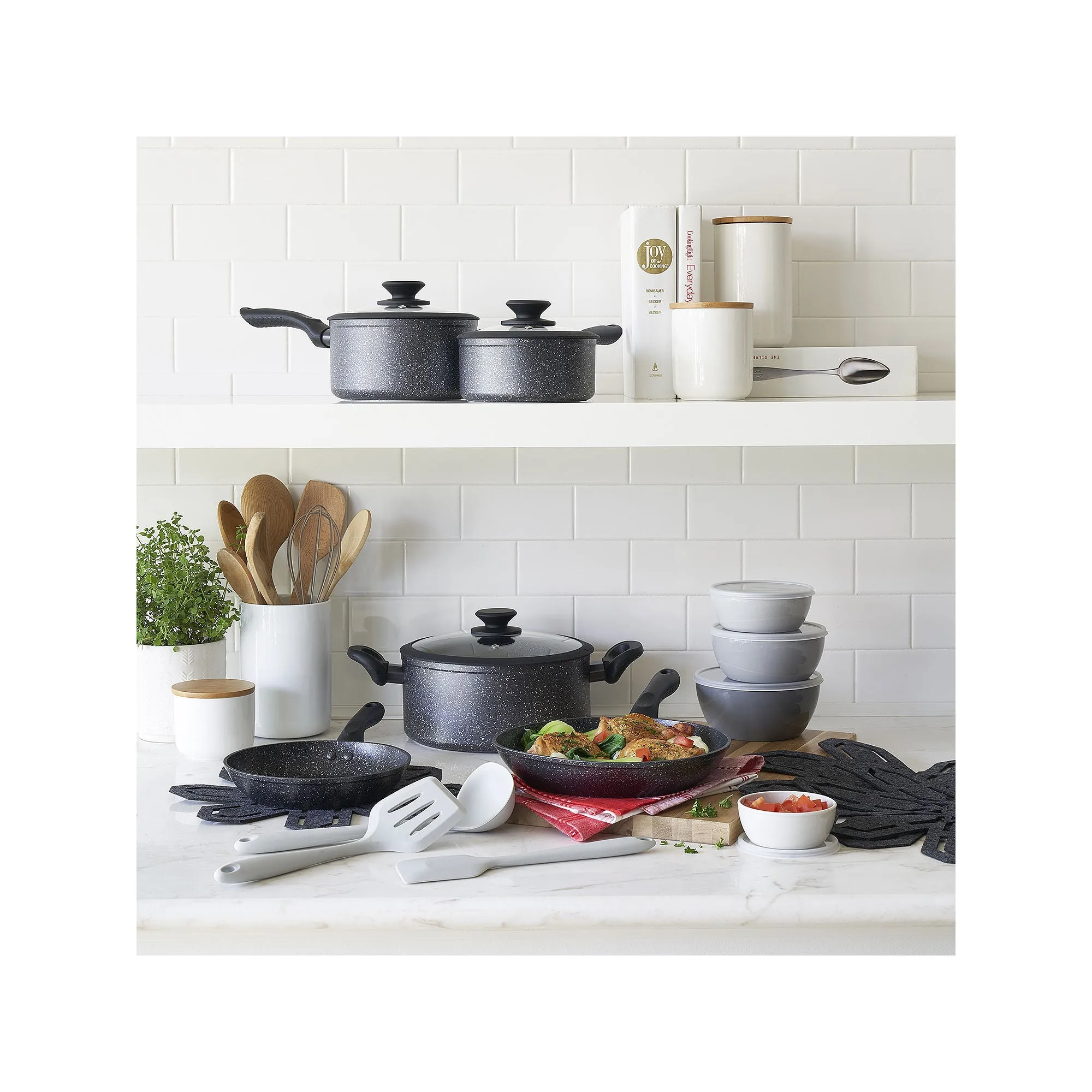 Brooklyn Steel Milky Way 24-pc. Aluminum Non-Stick Cookware Set Black