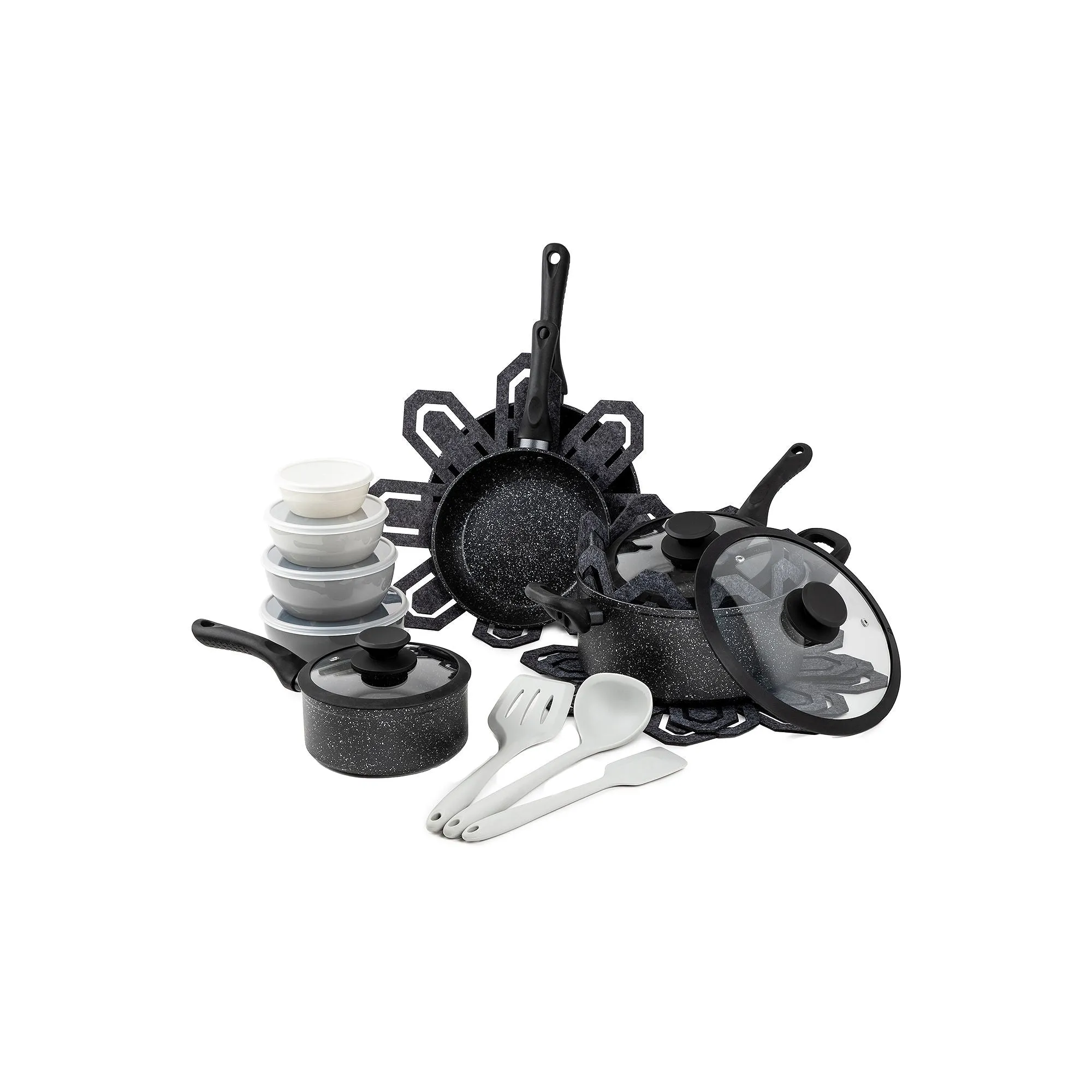 Brooklyn Steel Milky Way 24-pc. Aluminum Non-Stick Cookware Set Black