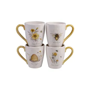 Certified International Bee Sweet 4-Pc. Dishwasher Safe Coffee Mug 28142SET4 - Ivory WHITE ONE SIZE