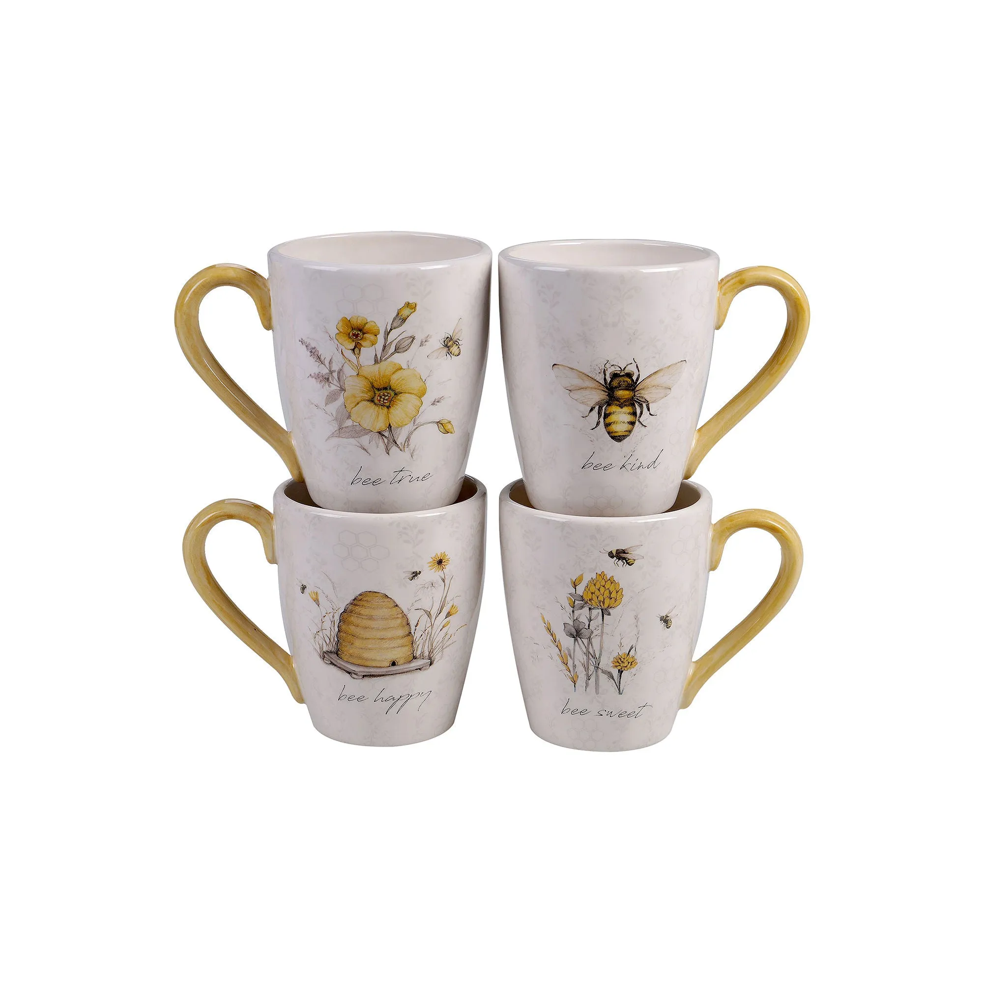 Certified International Bee Sweet 4-Pc. Dishwasher Safe Coffee Mug 28142SET4 - Ivory WHITE ONE SIZE
