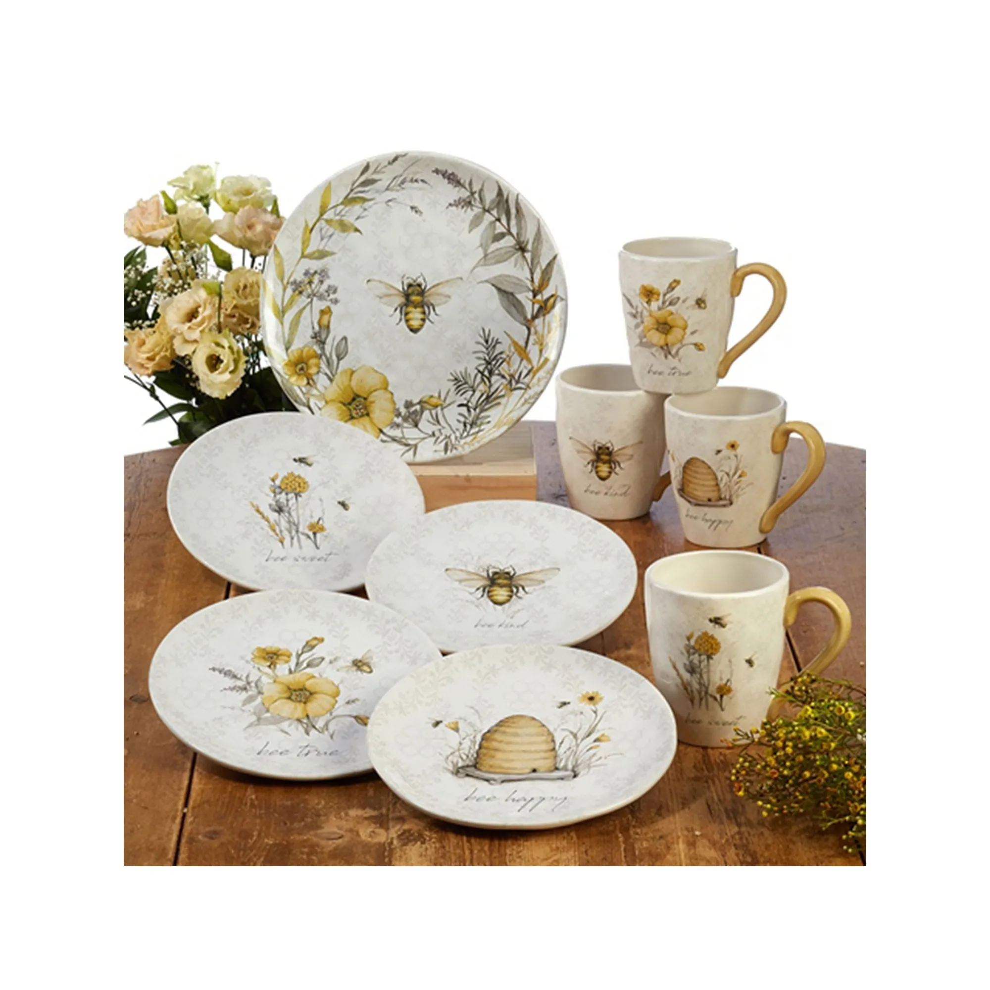Certified International Bee Sweet 4-Pc. Dishwasher Safe Coffee Mug 28142SET4 - Ivory WHITE ONE SIZE