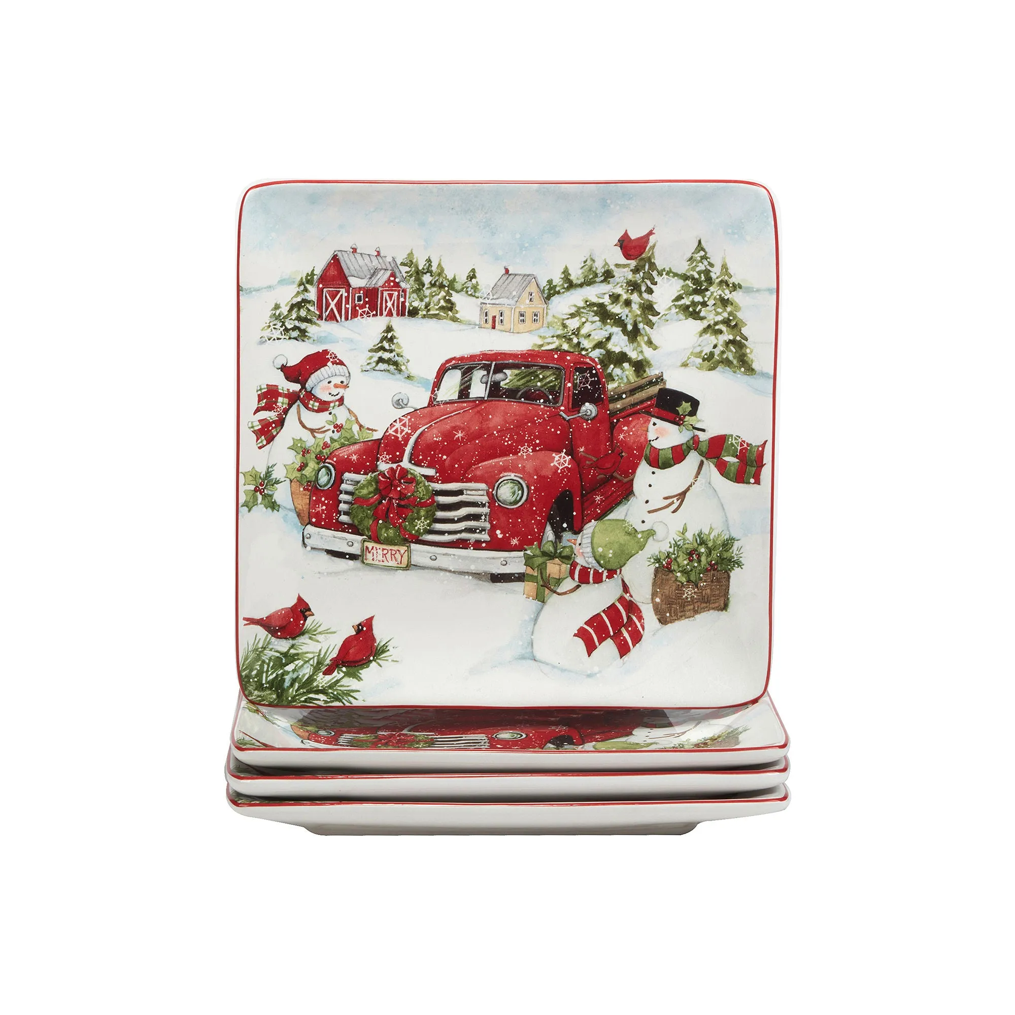 Certified International Red Truck Christmas 4-Pc. Dinnerware Set 29000SET4 - MULTI ONE SIZE