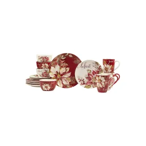 Certified International Winters Joy 16-Pc. Earthenware Dinnerware Set 92505RM - RED ONE SIZE