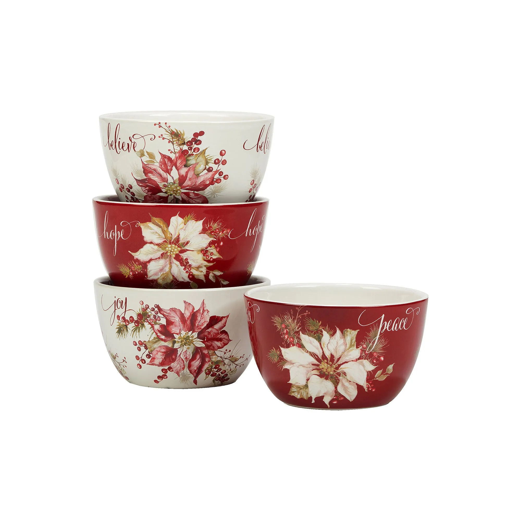 Certified International Winters Joy 16-Pc. Earthenware Dinnerware Set 92505RM - RED ONE SIZE
