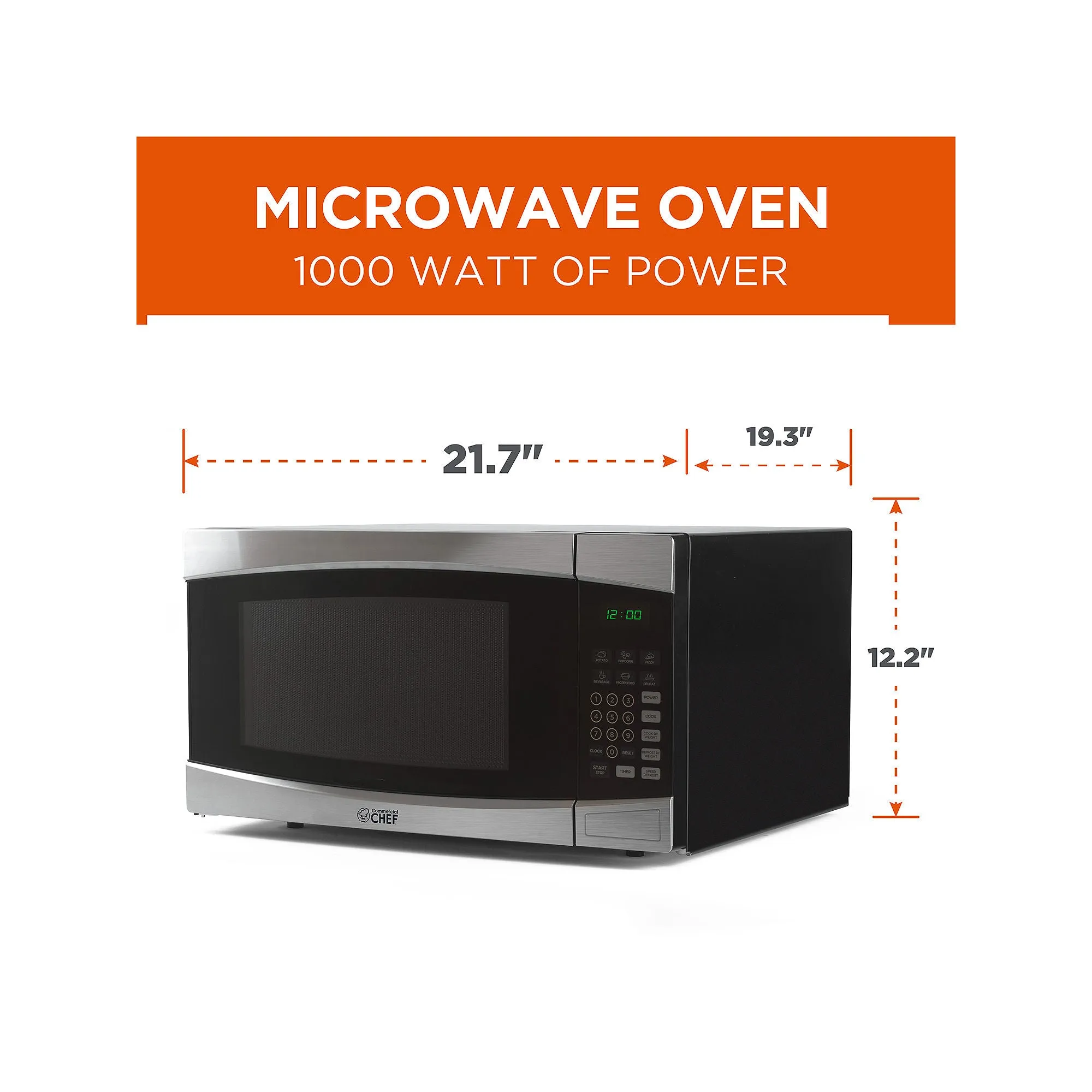 Commercial Chef 1.6-Cu. Ft. Countertop Microwave - Stainless Steel Front CHM16100S6C - ST STEEL ONE SIZE