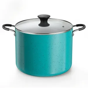Cook N Home 02697C Nonstick Stockpot with Lid 10.5-Qt, Professional Deep Cooking Pot Canning Stock Pot with Glass Lid, Turquoise