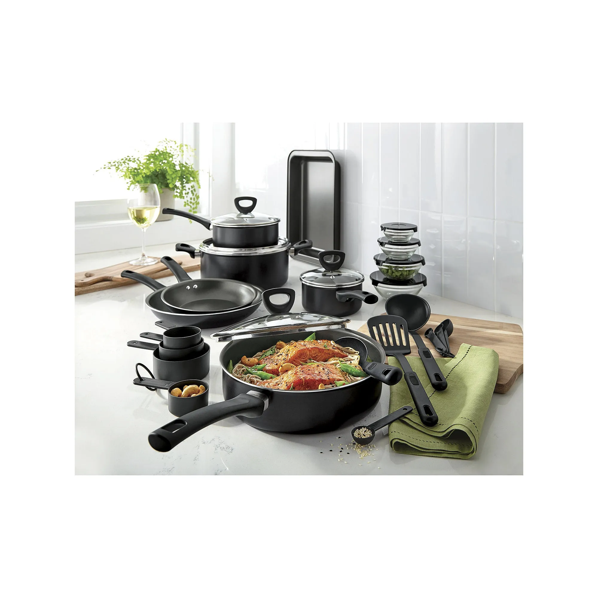 Cooks By Jcp Home Cooks 30-Pc Aluminum Non-Stick Cookware Set - BLACK ONE SIZE