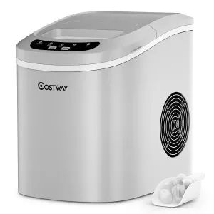 Costway EP22769SL 14 in. 26 lbs. Portable Compact Electric Ice Maker Machine Mini Cub in Sliver
