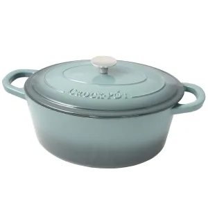 Crock Pot Artisan 7 Quart Enameled Cast Iron Dutch Oven Oval Gray