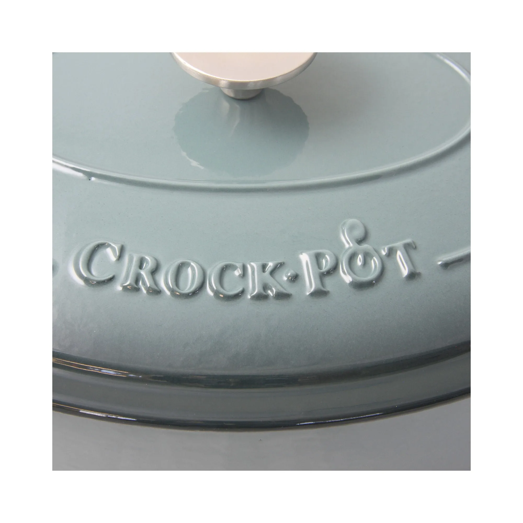 Crock Pot Artisan 7 Quart Enameled Cast Iron Dutch Oven Oval Gray