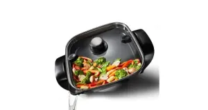 DiamondForce 12 X 12 Strain & Pour Electric Skillet - Black