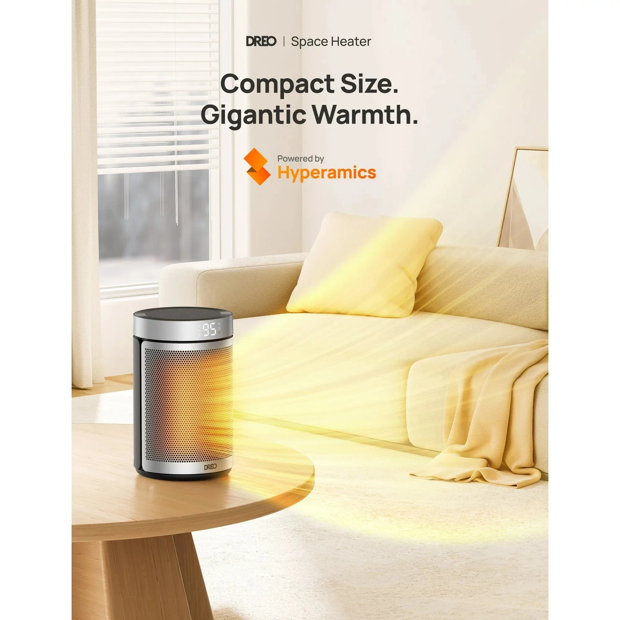 Dreo WDR-HSH006A-Silver Portable Electric Space Heater for Home with Thermostat 1-12H Timer, Silver
