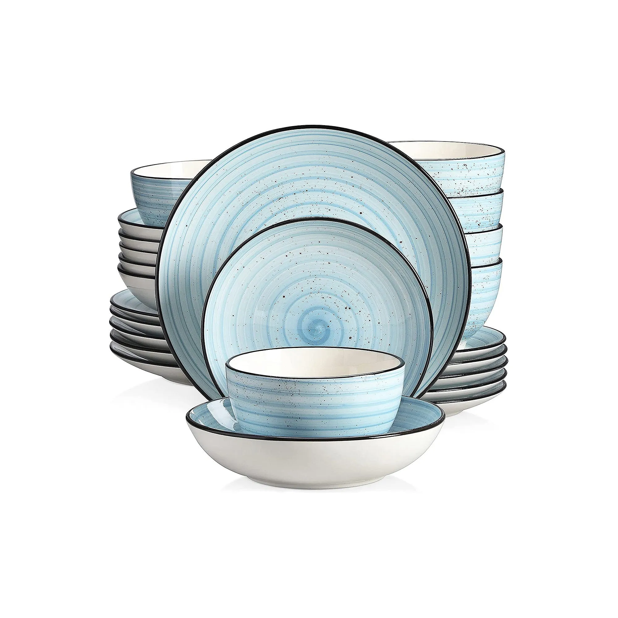 Elama 24-Pc. Stoneware Dinnerware Set 975120131M - BLUE ONE SIZE