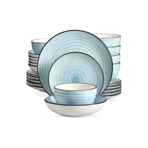 Elama 24-Pc. Stoneware Dinnerware Set 975120131M - BLUE ONE SIZE