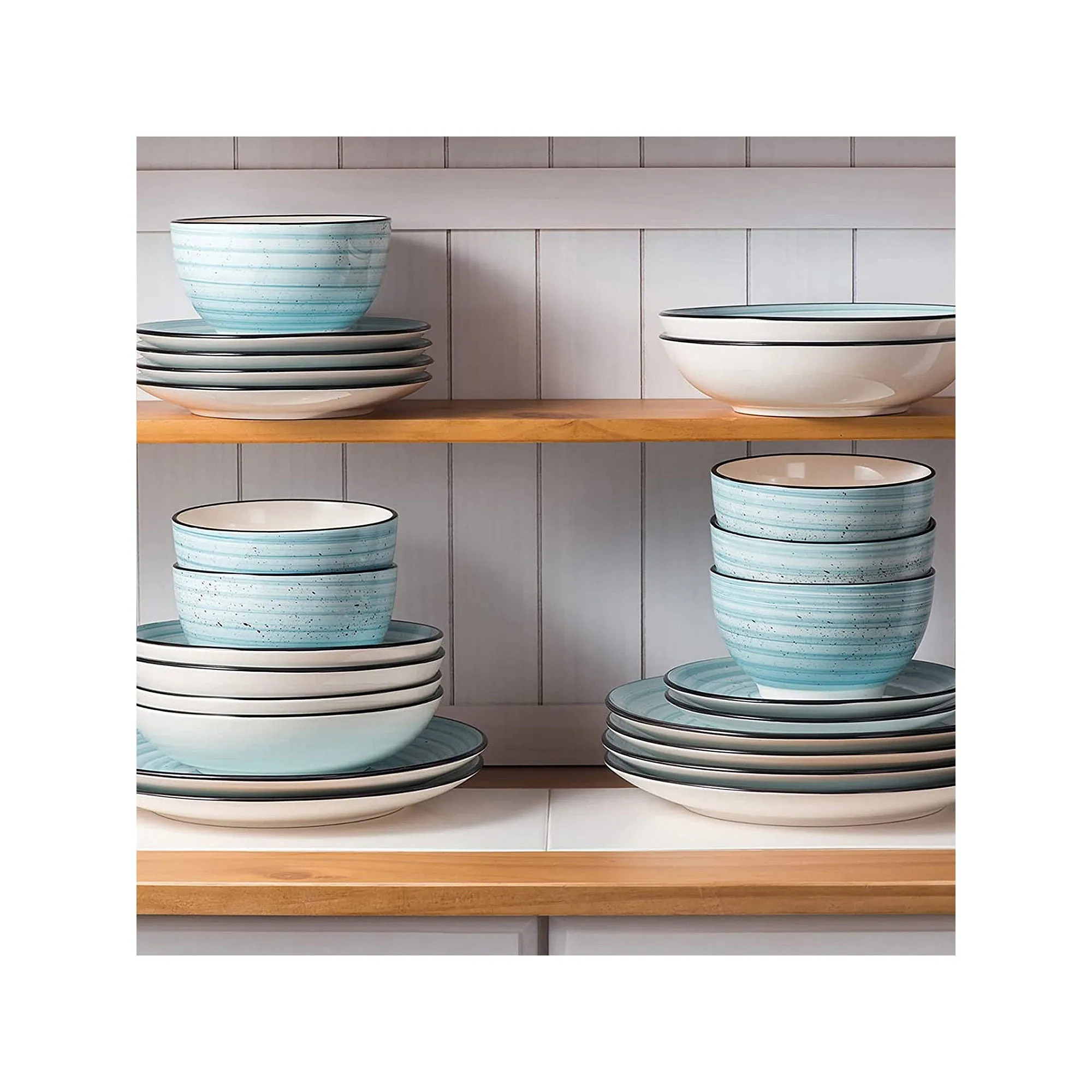 Elama 24-Pc. Stoneware Dinnerware Set 975120131M - BLUE ONE SIZE