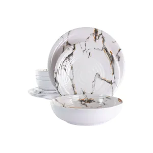 Elama Fine Sculpture 12-Pc. Melamine Dinnerware Set 975114981M - WHITE ONE SIZE