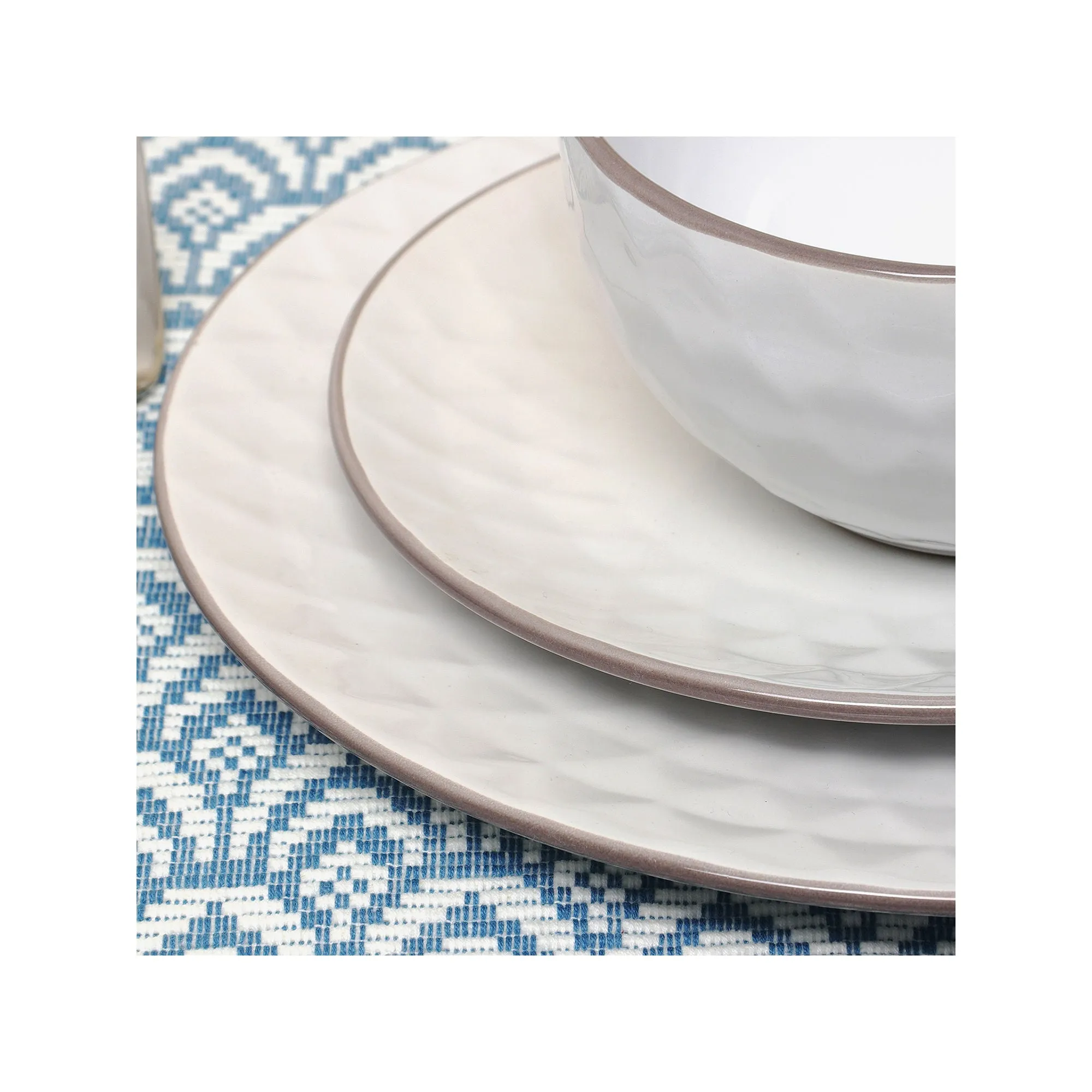 Elama Medici Pearl 16-Pc. Stoneware Dinnerware Set - WHITE ONE SIZE