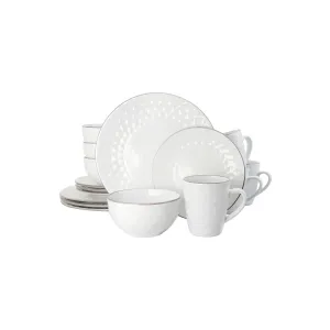 Elama Medici Pearl 16-Pc. Stoneware Dinnerware Set - WHITE ONE SIZE
