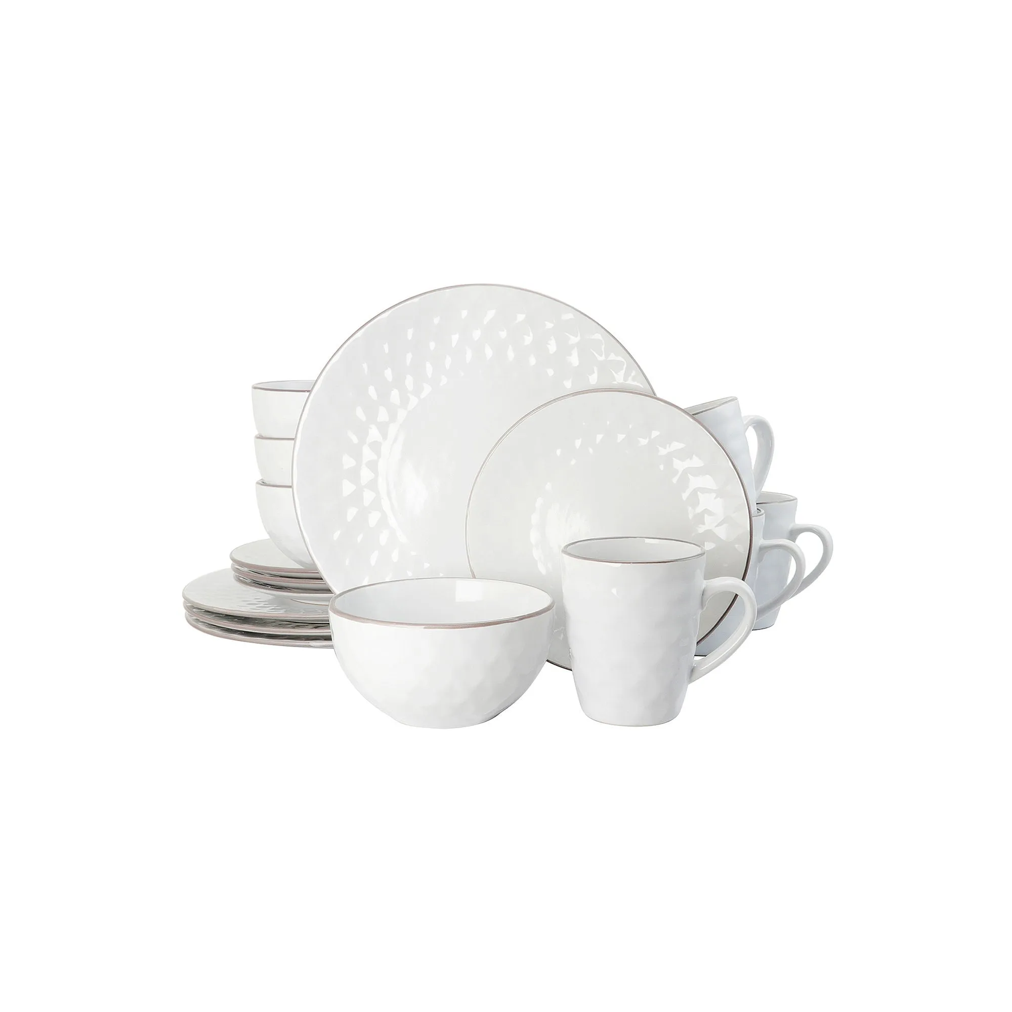 Elama Medici Pearl 16-Pc. Stoneware Dinnerware Set - WHITE ONE SIZE