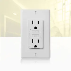 Faith GLS-15A-WH 15A GFCI Receptacle with Wall Plate Outlet, Slim White