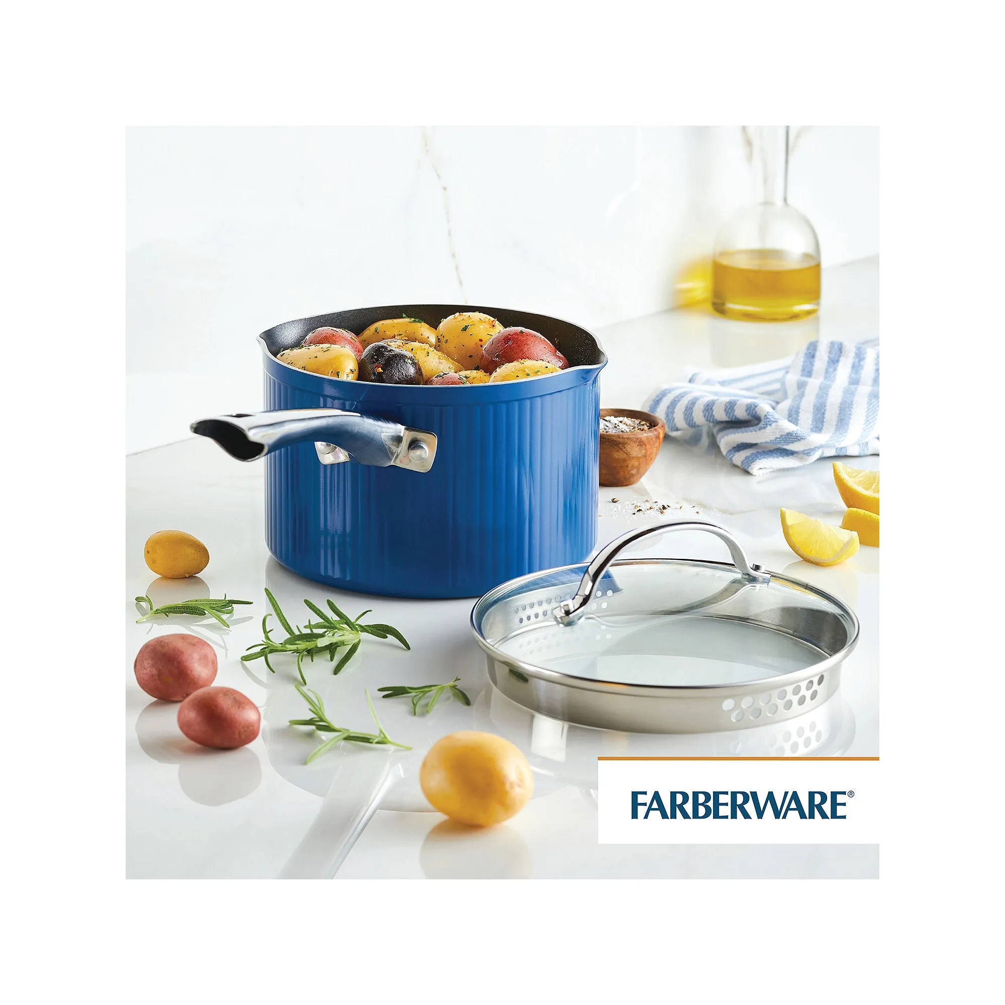 Farberware Style 3-Qt Non-Stick Sauce Pan - BLUE ONE SIZE