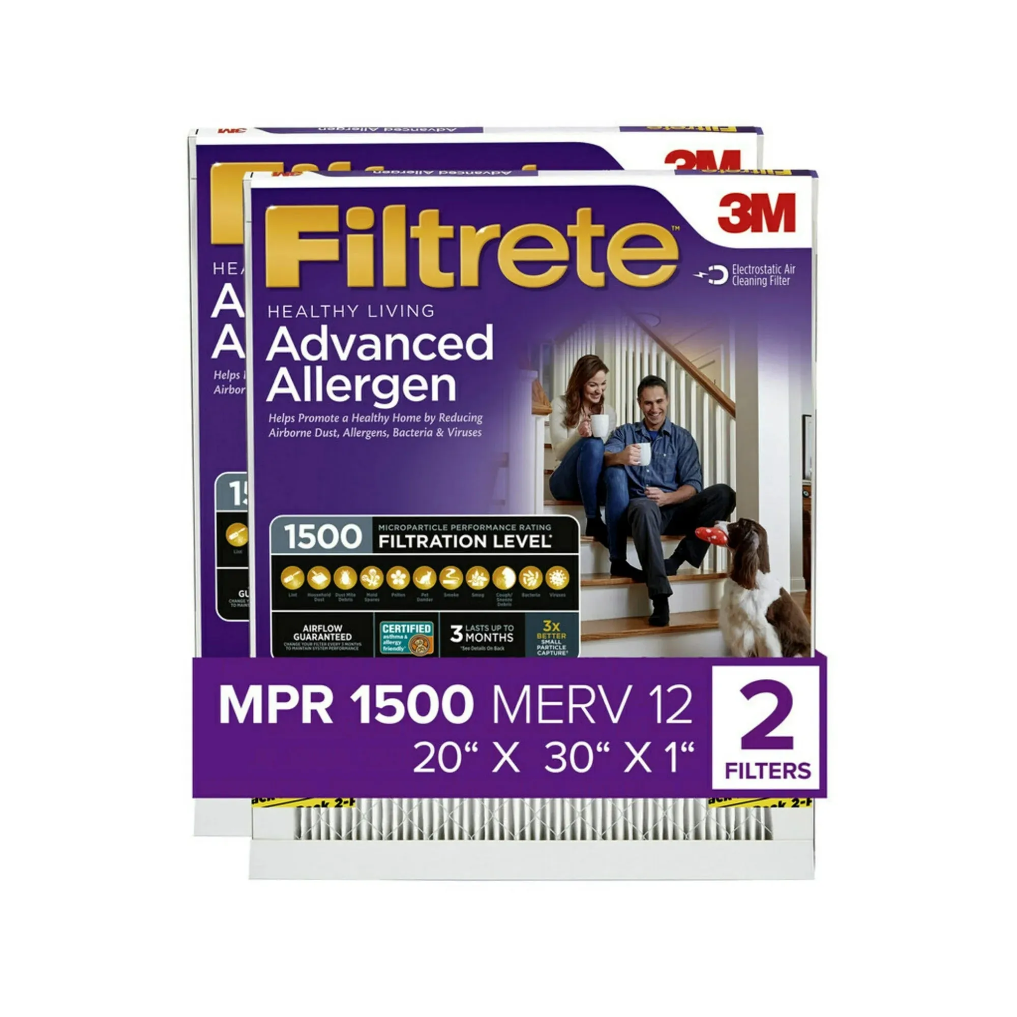 Filtrete 2022-2PK-3 Algn Bct Vrs Filter 20x30x1