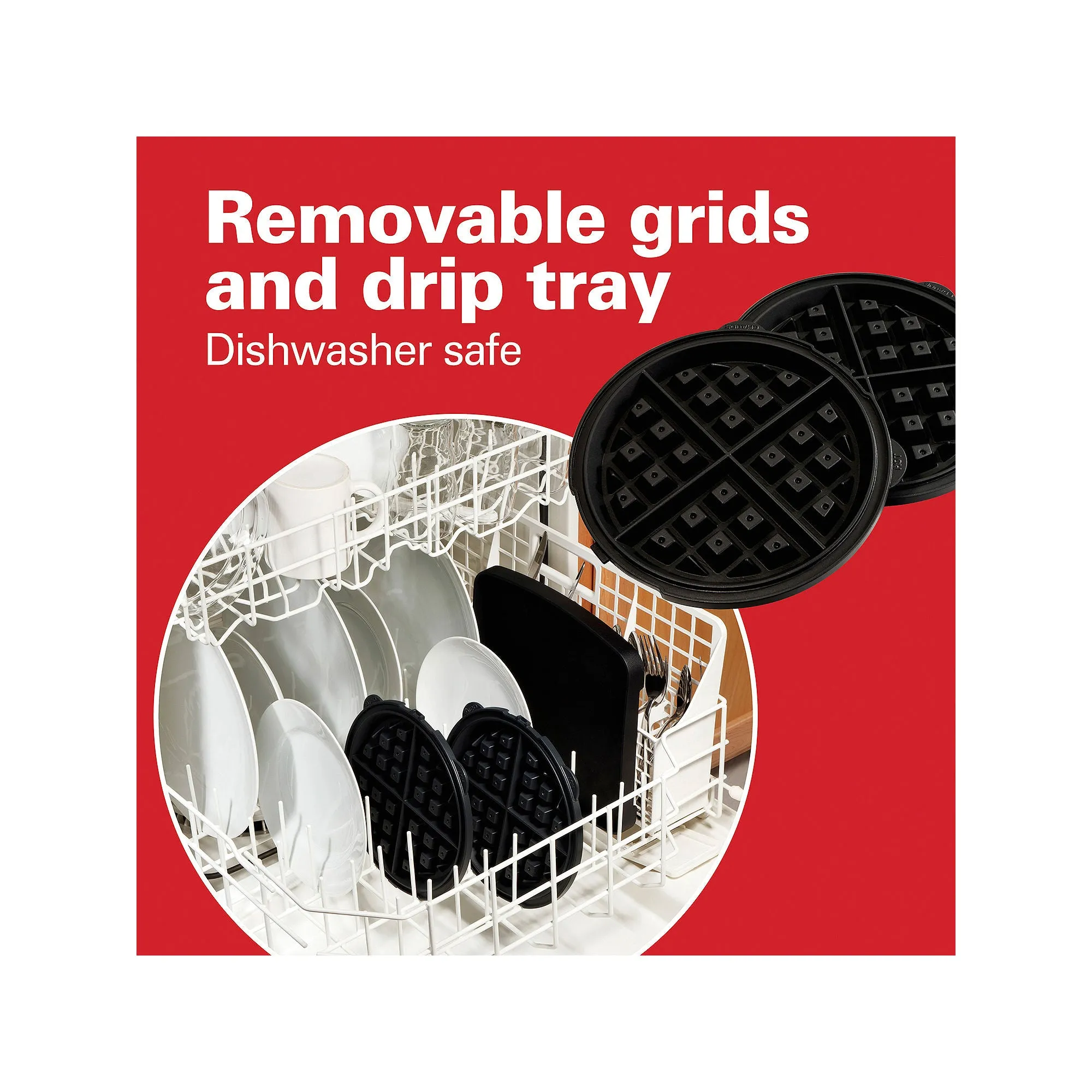 Flip Belgian Waffle Maker with Removable Non Stick Grids-DISCONTINUED