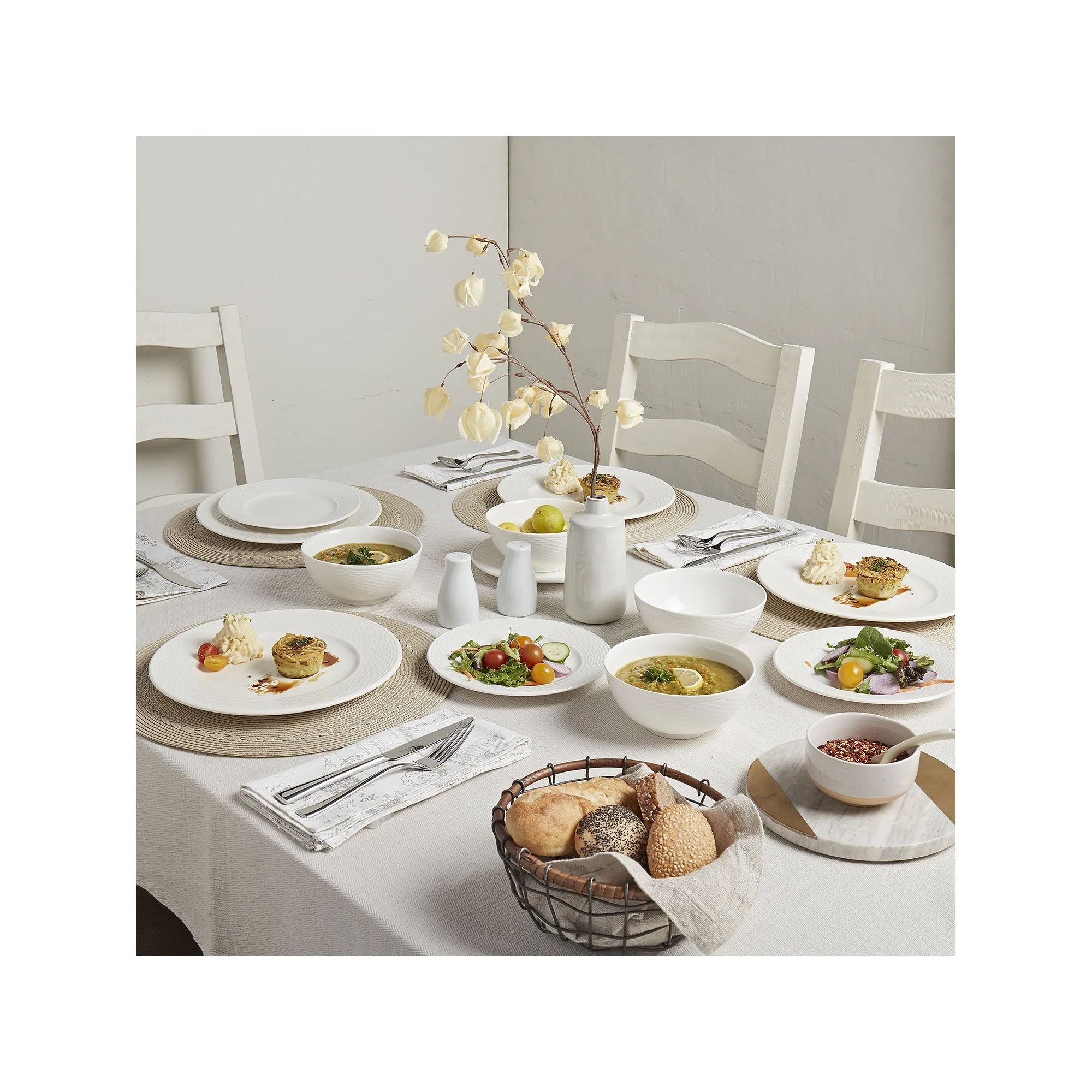 Gallery Dubai 12-Pc. Porcelain Dinnerware Set - WHITE ONE SIZE