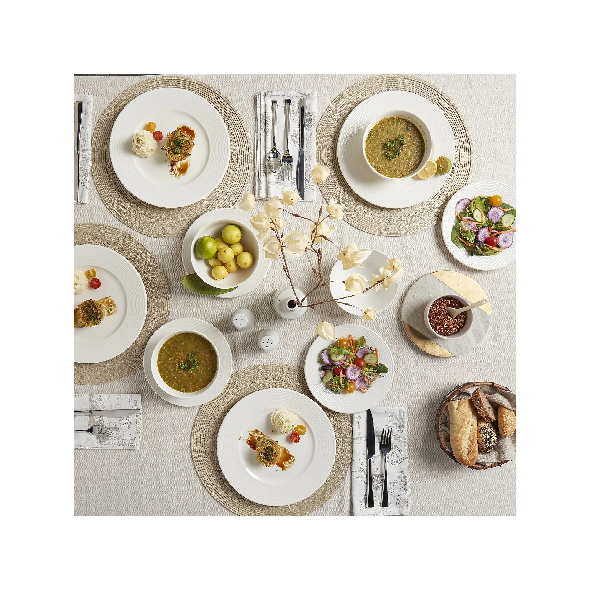 Gallery Dubai 12-Pc. Porcelain Dinnerware Set - WHITE ONE SIZE