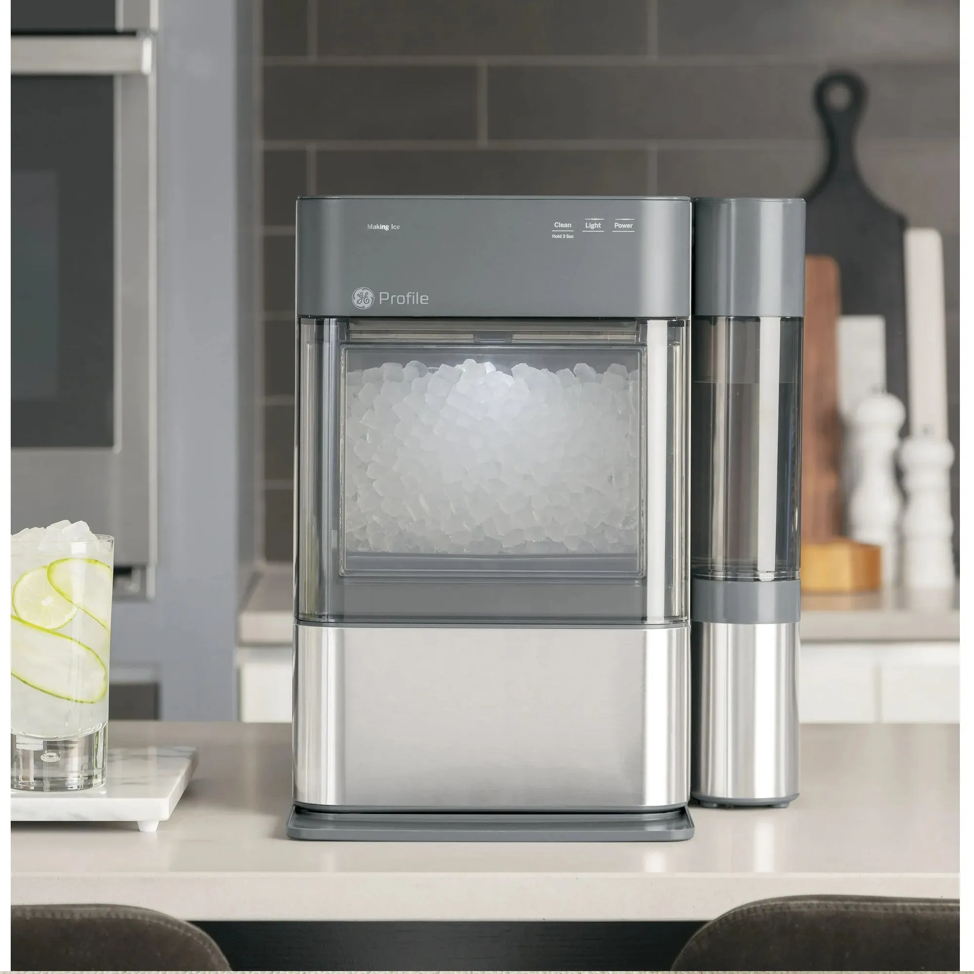 GE Appliances XPIO13SCSS GE Profile Opal 2.0 | Countertop Nugget Ice Maker with side tank | Ice Machine with WiFi Connectivity | Stainless Steel