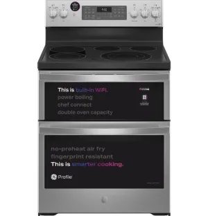 GE Profile™ 30" Smart Free-Standing Electric Double Oven Convection Range with No Preheat Air Fry