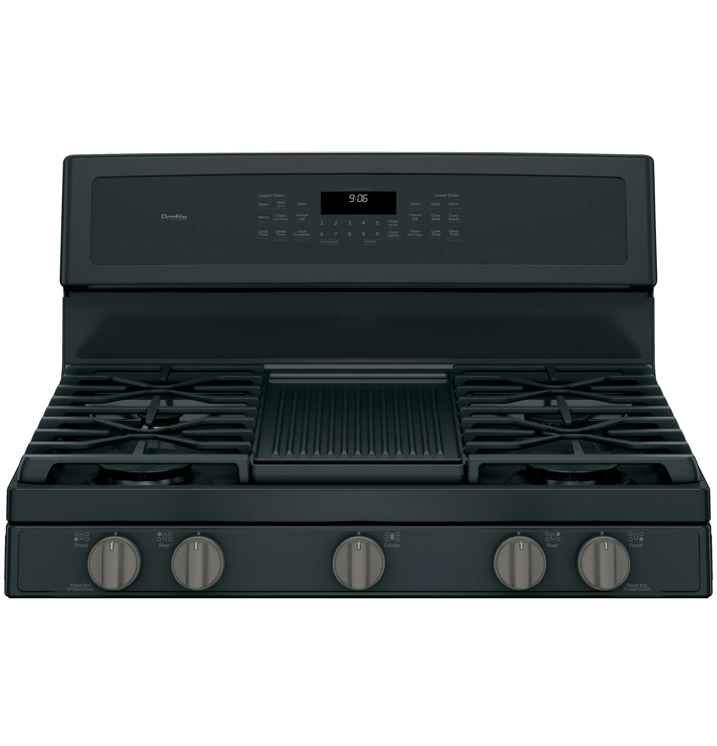 GE Profile Black Slate Freestanding Gas Double Oven Range (6.8 Cu. Ft.) - PCGB960FEJDS