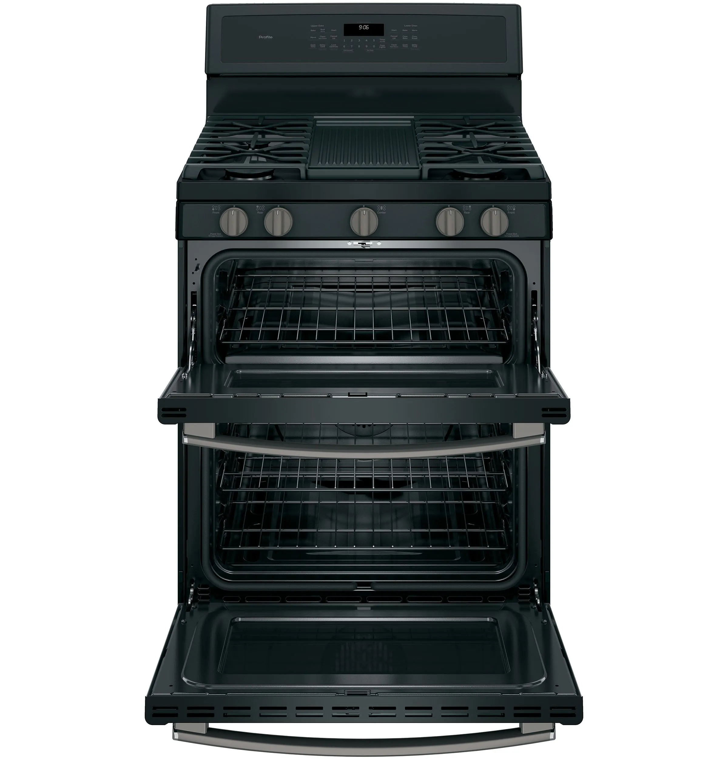 GE Profile Black Slate Freestanding Gas Double Oven Range (6.8 Cu. Ft.) - PCGB960FEJDS