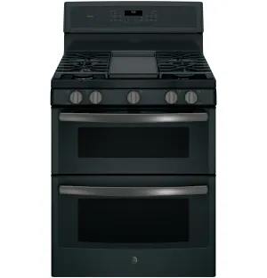 GE Profile Black Slate Freestanding Gas Double Oven Range (6.8 Cu. Ft.) - PCGB960FEJDS