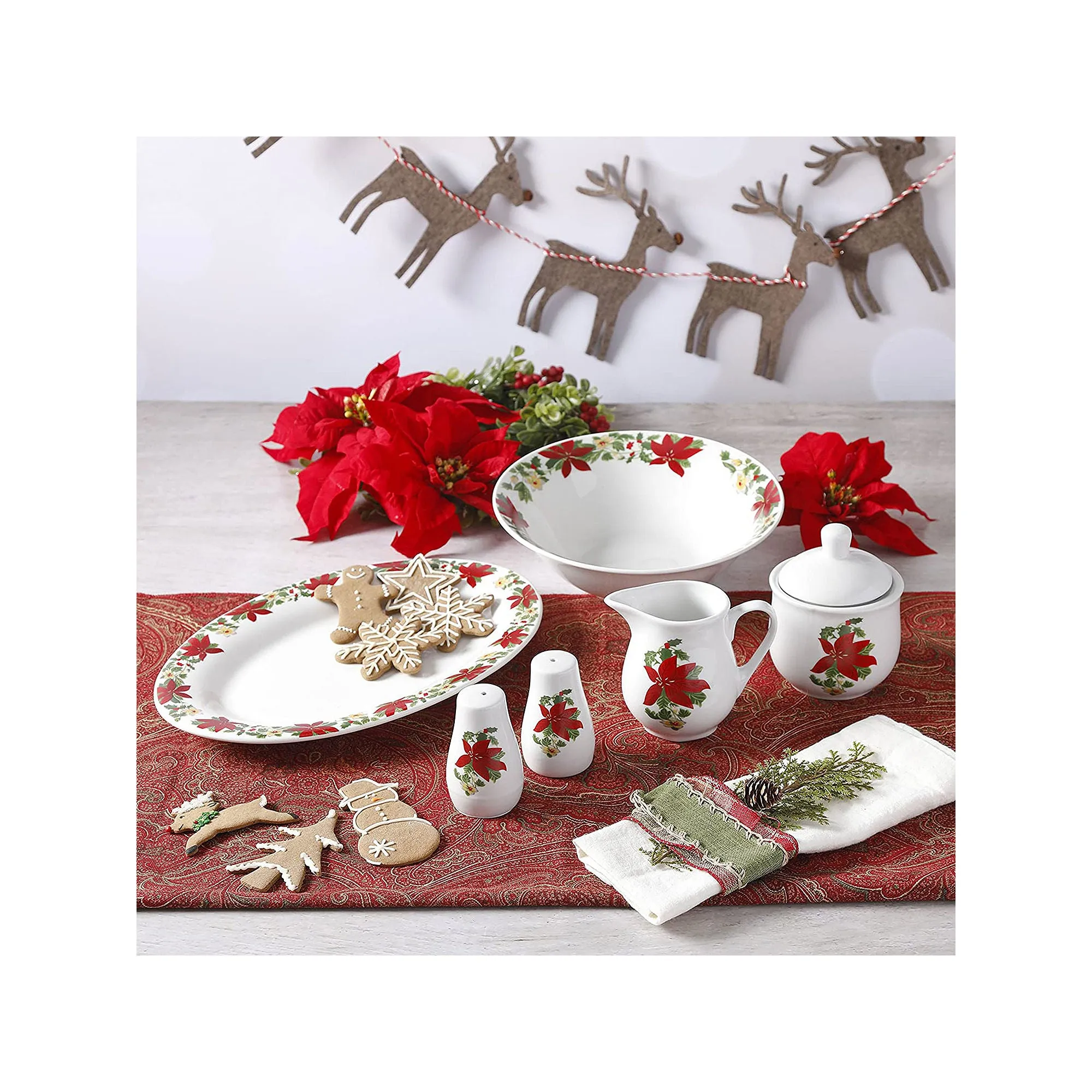 Gibson 7-Pc. Porcelain Serving Set 975114252M - RED ONE SIZE